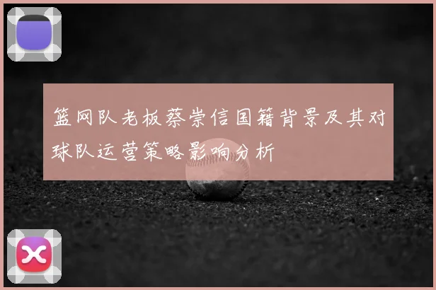 篮网队老板蔡崇信国籍背景及其对球队运营策略影响分析
